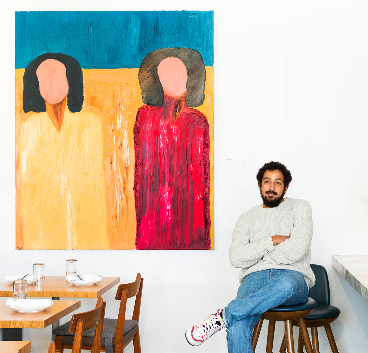 Maxwell Sykes with one of his works